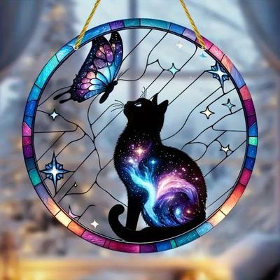2D Flat Round Garland Acrylic Decoration Sign, Home Decor Plaque Hanging Wall Art Decorative Garden Decoration for Room Door Signs Hanging Square Livi