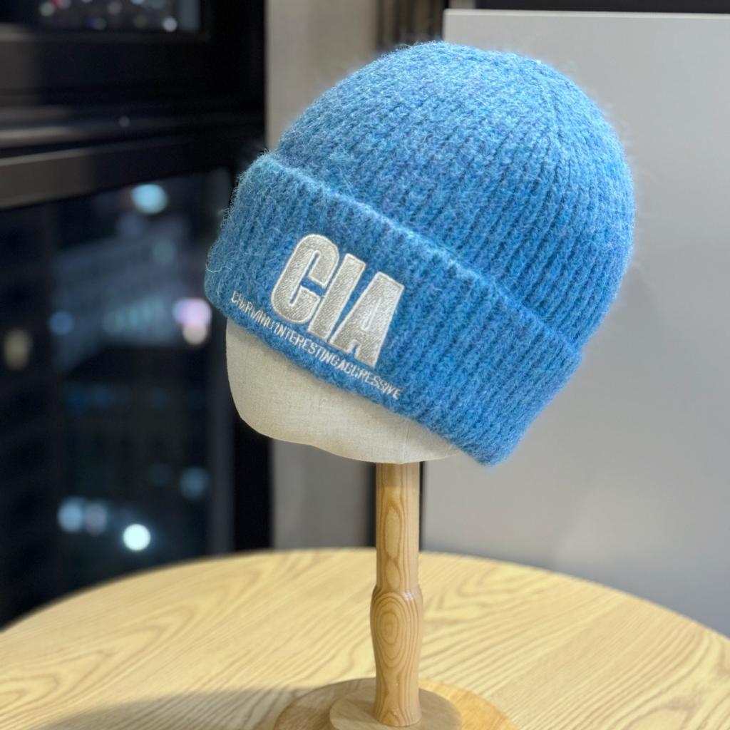 Korean Style Letter Embroidery Warm Woolen Hat for Women Winter Casual All Match Knitted Hat Showing Face Small Ear Protection Cold Hat Trendy