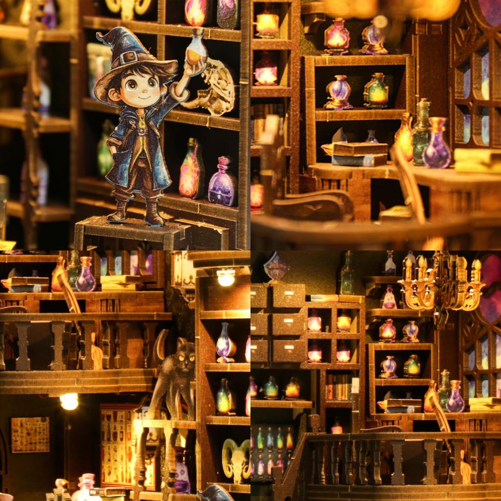 CRESYMME Miniature House Dollhouse Book Nook Kit, Wooden DIY 3D Hobby (Master of Alchemy)