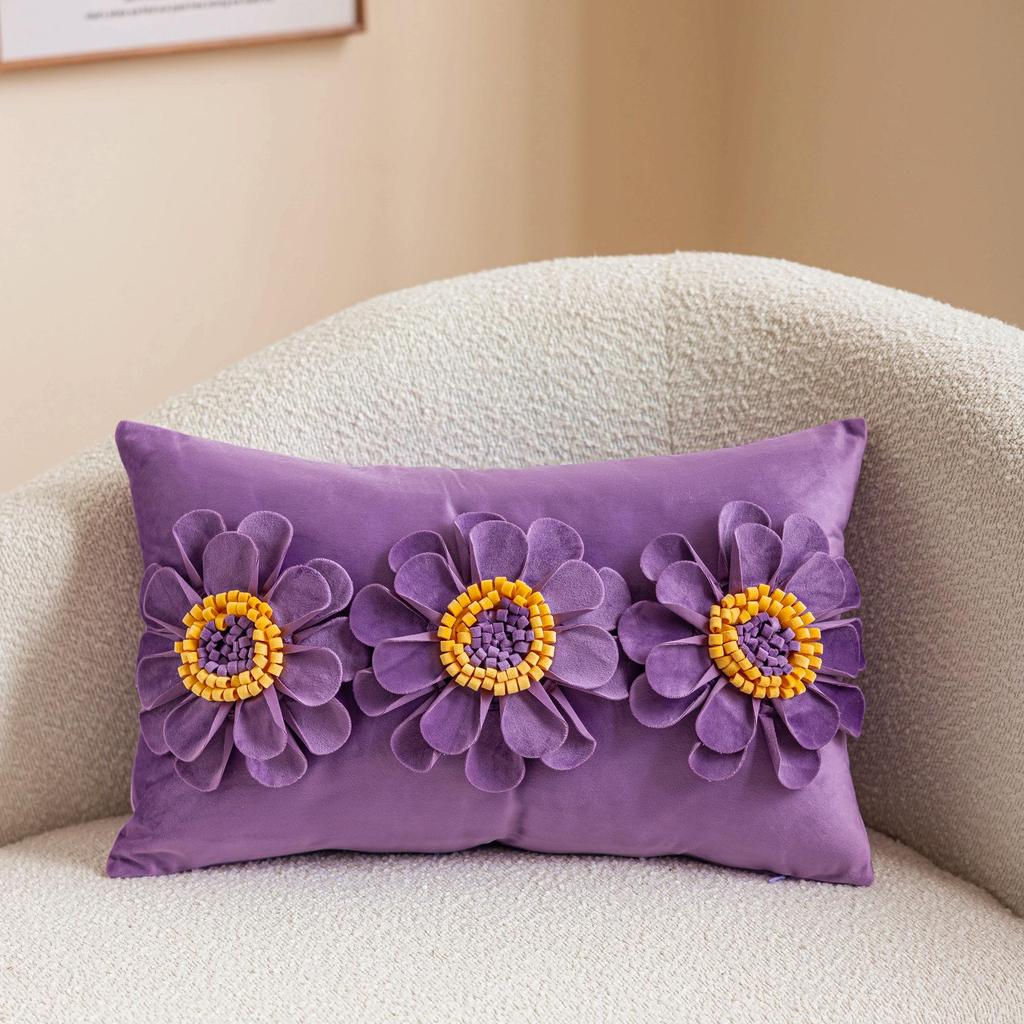 Yüksek Kaliteli Kalın Malzeme Ayçiçeği Kanepe Yastık Kılıfı - Küçük Yaprak, Avrupa ve Amerikan Hafif Lüks, İç Mekan Stili, Açık Hava Bel Yastığı