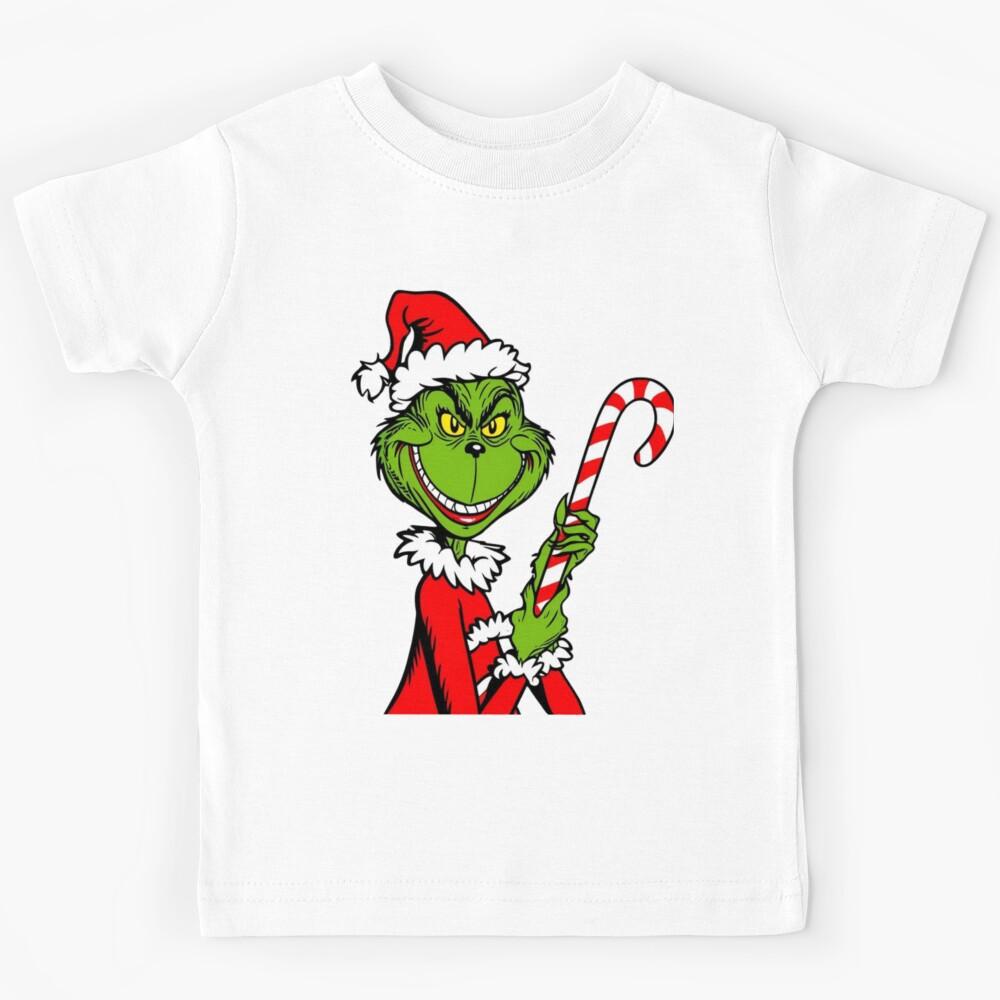 Grinch Funny Holiday Mischief Candy Cane Christmas Art Kids T-Shirt 110