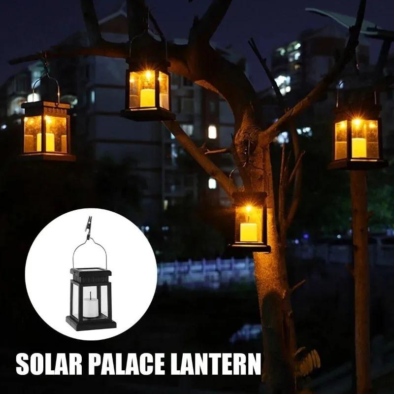 Outdoor Solar Garden Lights Retro Palace Lantern Hanging Candle Lamps Landscape Lighting Floor Solar Lights for Garden Decor