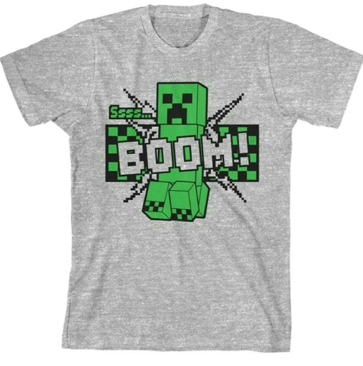 Minecraft Boom Little Boy s Grey Graphic T-shirt - NWT 160