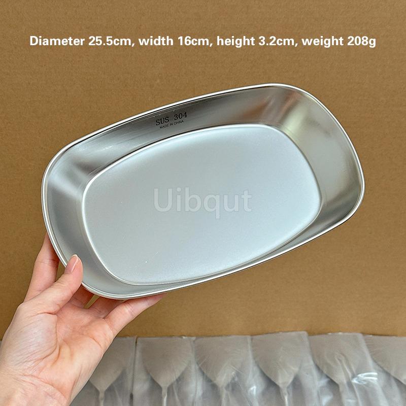 Rectangular dessert plate Steamed fish dish Cake plate Exquisite tray salad bowl Bento Baking tray 304 stainless steel plate