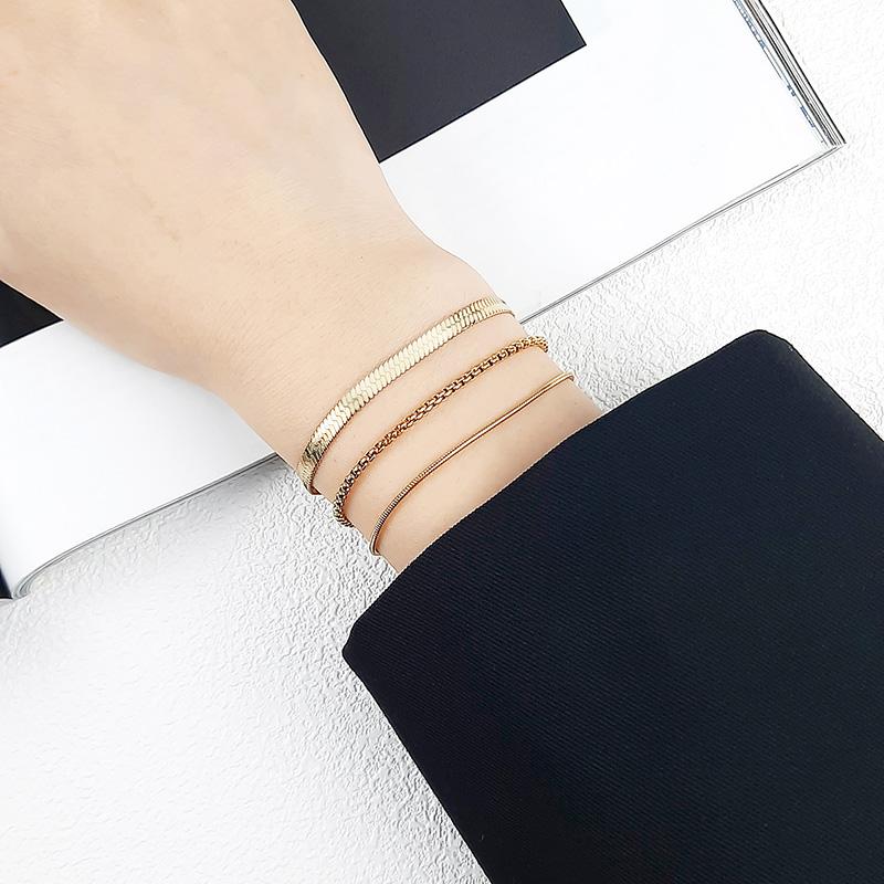 Wholesale Snake Chain Bracelet Woman Stainless Steel Fashion Round Link Bracelet Adjustable Drop Shipping