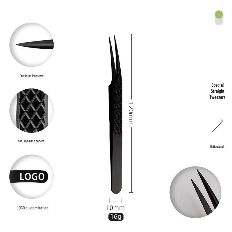 Golden Feather Stainless Steel Eyelash Tweezers for Grafting and Extensions