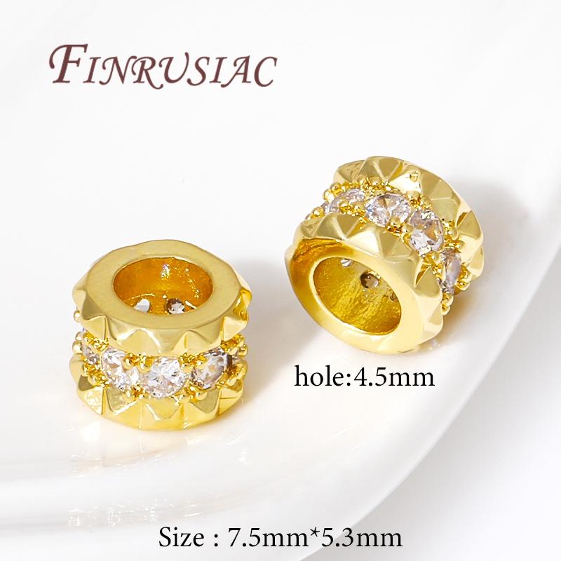 

2/4/8Pcs/Lot 18K Gold Plated Brass with Zircon Spacer Beads For DIY Jewelry Making,Separators For Beads,Bracelets Bead Findings 2 pieces