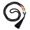 Creative 108 Beads Colorful Stone Necklace & 8mm Chinese Tassel Knot Bracelet