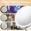 Lighted Vanity Makeup Mirror 3000mAh Rechargeable Height Adjustable Double Sided 1x 10x Magnifying with 3 Color Light Brightn A