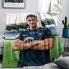 Soccer Player Stadium Portrait Print Fleece Blanket Soft Warm Cozy Throw Blanket for Sofa Bed Sport Fan Home Decor Gift
