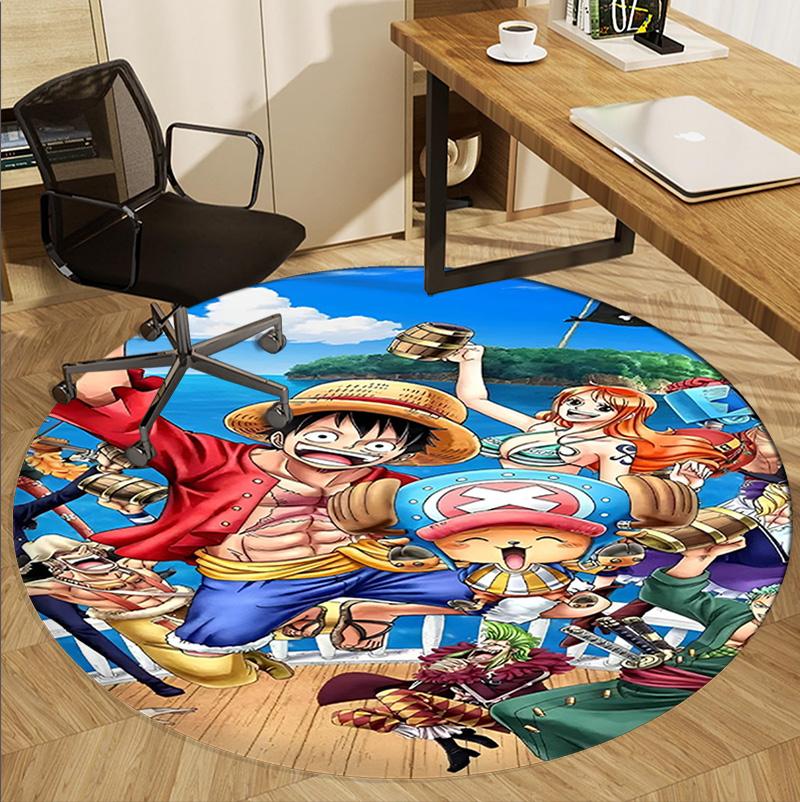 One Piece Pattern Round Rug, Indoor/Outdoor Mat, for Picnic, Gameroom, Bedroom, Office, Living Room, Home Decor Carpet, Birthday Gift