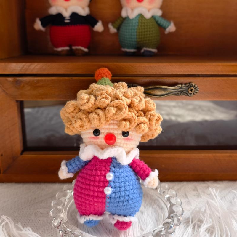 Cute Circus Clown Pendant Crochet Material Bag Handmade DIY Woolen Knitting Doll To Pass The Time During Pregnancy