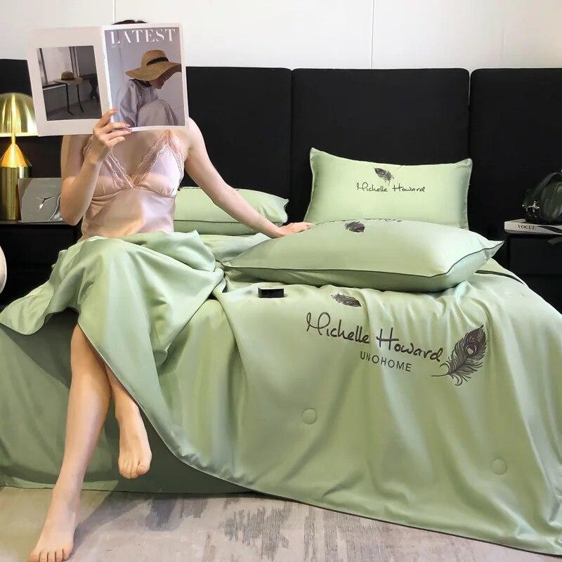 Summer Quilt Pure Color Washed Silk Summer Air Conditioning Quilt Summer Cool Quilt Machine Washable