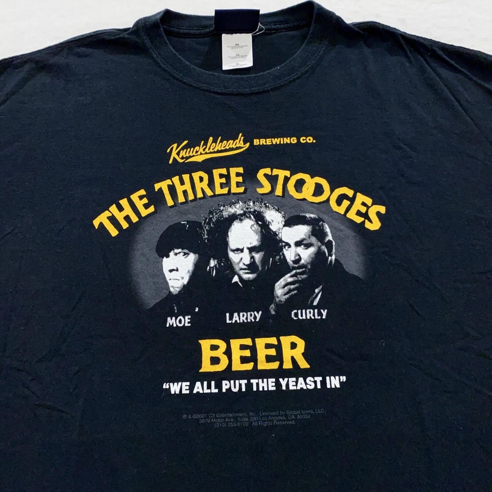 vintage 2001 THE THREE STOOGES BEER KNUCKLEHEADS BREWING T-Shirt XL comedy soft L