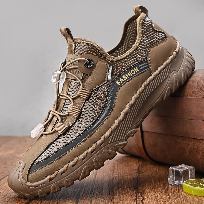 

Men s shoes 2024 new summer mesh shoes men s leather breathable sports and leisure shoes thin mesh large size 46
