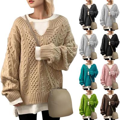 Damenmode, lässig, einfarbig, Pullover, Langarm, Pullover, Oberteil