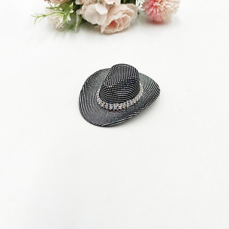 Mini Neon Glitter Cowboy Hat Hair Clip Glowing Disco Party Decoration Accessories 10 cm Holographic Party Disco Supplies