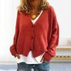 Lockere Passform V-Ausschnitt Pullover Mantel Langarm Strickjacke Einfarbig Gestrickt Damen Pullover