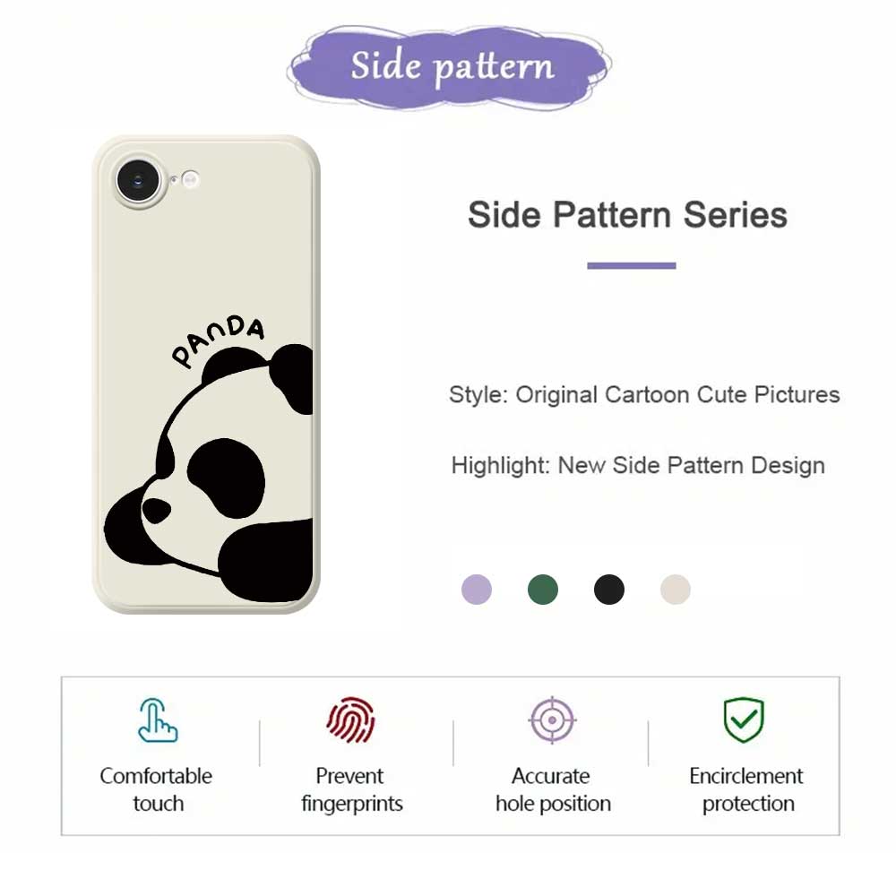 For iPhone 16e Case Cute Panda Pattern Printing Straight Edge TPU Phone Back Cover