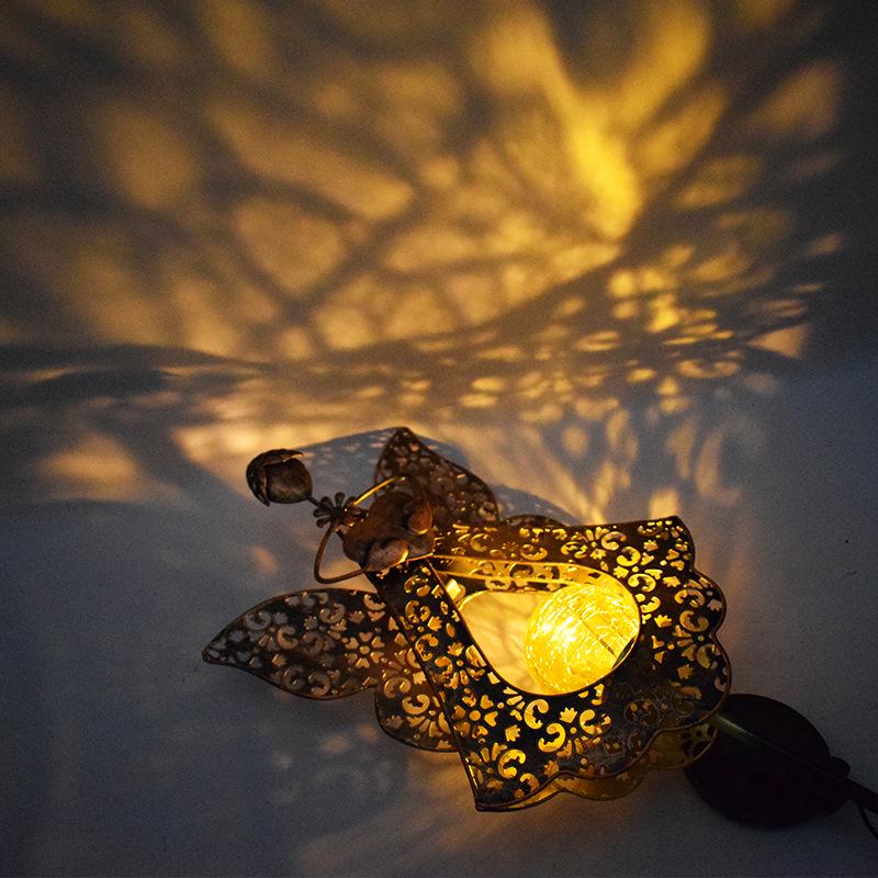 Antique Iron Art Solar Garden Lights: Moon & Sun Design Landscape Spotlight