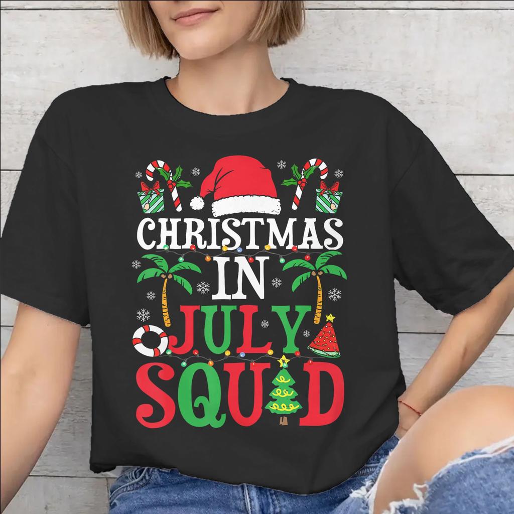 Unisex WoUnisex Graphic Printing Christmas In July Vacation T Shirt Tee Pure Cotton Tshirts Clothes