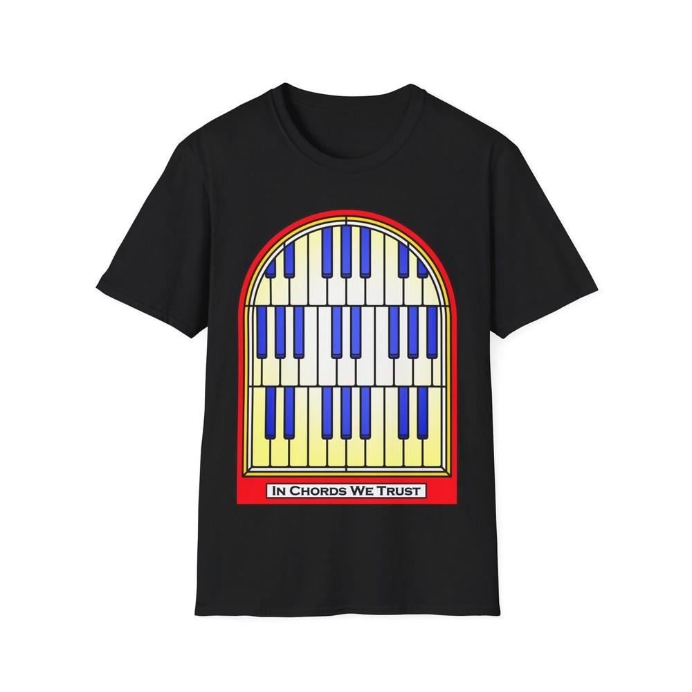 Stained Glass Piano Tee, Unisex Softstyle T-Shirt, Keyboard Music Shirt