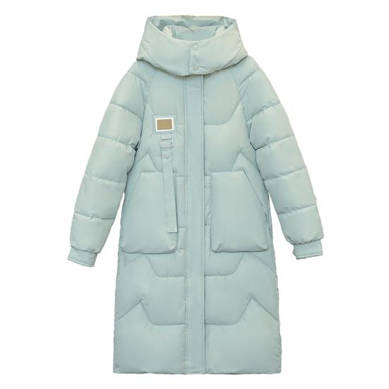 Winter Down Coat Neck Protection Stand Collar Padded Hooded with Pockets Zipper Closure Parka Windproof Heat Retention Daily Cold Weather