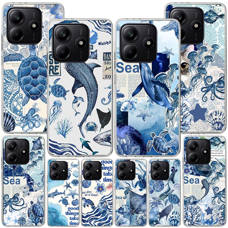 Ocean Starfish Sea Turtle Shark Phone Case For Xiaomi Redmi Note 15 14 13 12S 12 11 Pro Plus 14S 11S 11E 10 10S 11T 5G Personali