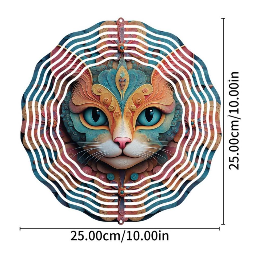 Lebhafter Metall-Windspinner mit filigranem Katzendesign - Batterielos, 360° drehbarer Haken für dynamische Garten- und Terrassendekoration