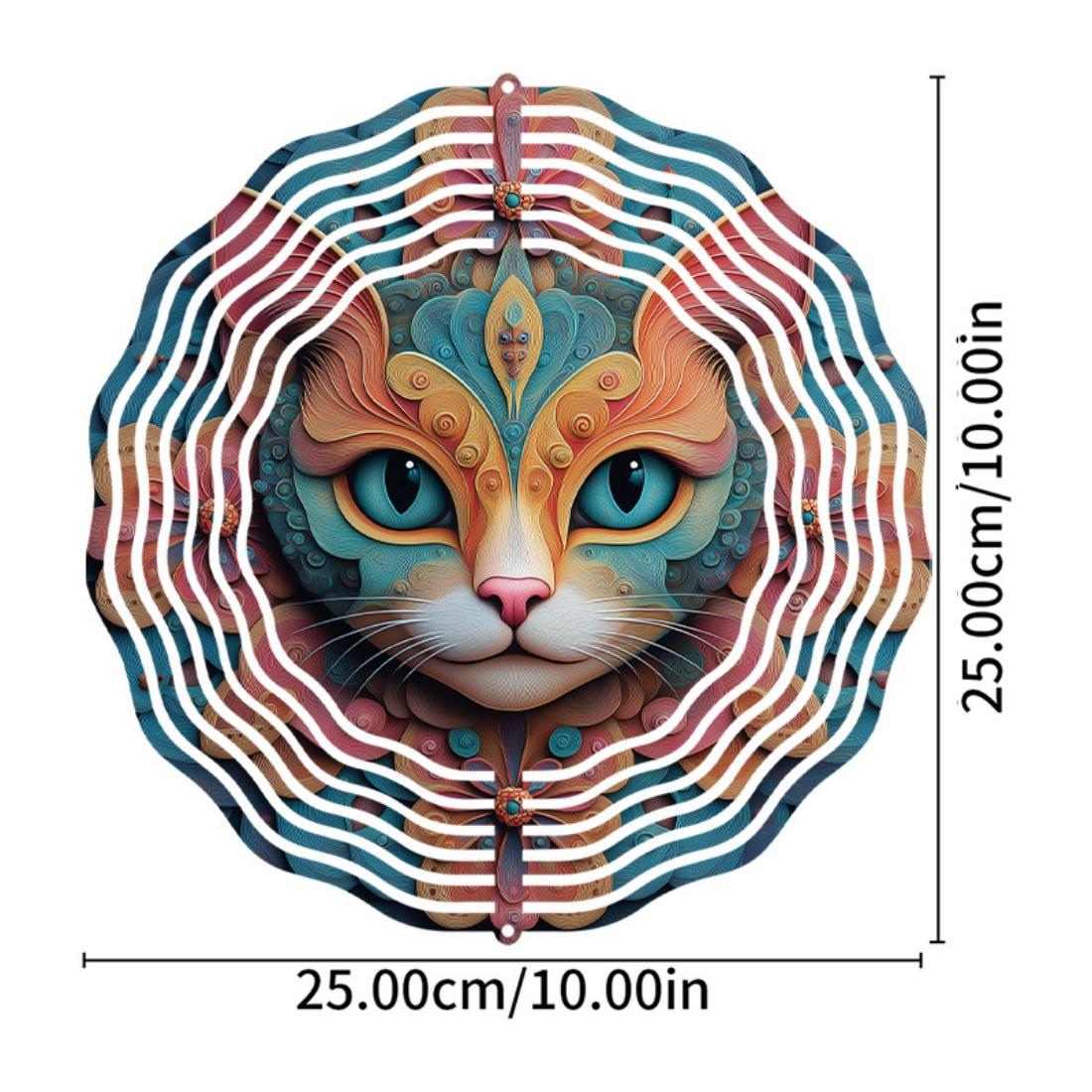 

Яркий металлический ветряк с замысловатым дизайном кошки - Не требует батареек, вращающийся на 360° крюк для динамичного декора сада и патио