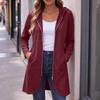 Manteau long à capuche zippé décontracté pour femme avec poches pour un usage quotidien