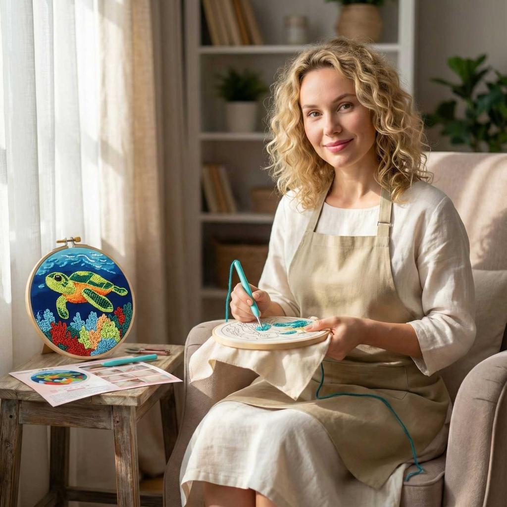 Stempel-Stickerei-Set für Anfänger, Einfaches Bastelset, Geeignet für Erwachsene und Kinder, Geschenke und Dekorationen