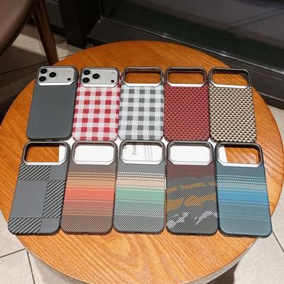 Magnetic Kevlar Full Coverage PC Hard Case Embossed Compatible with iPhone 16 Pro Max Apple 17 Phone Case 14/15
