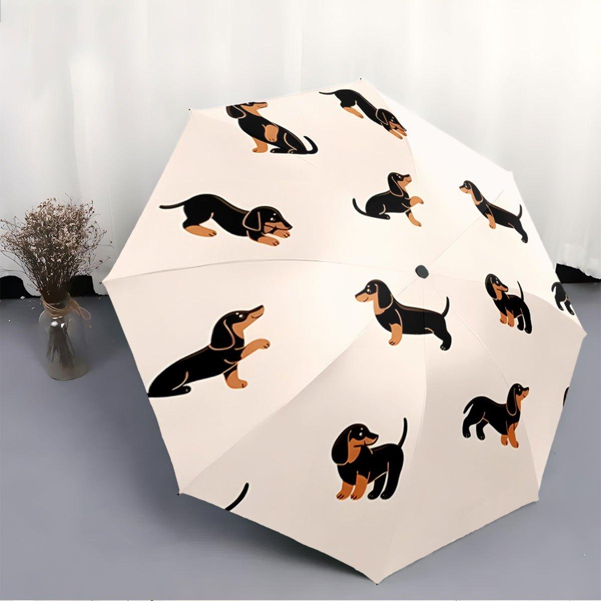 Folding umbrella Dachshund pattern umbrella Creative portable folding umbrella, suitable l holiday gifts Iron&8K
