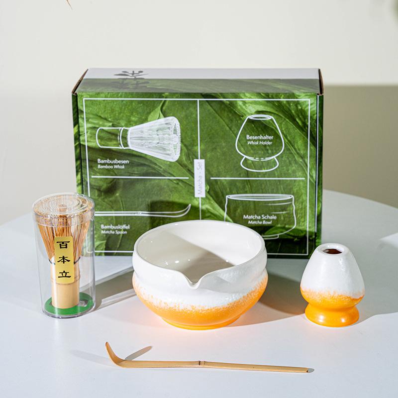 4/8PCS Japanese Matcha Blender Set with Bamboo Whisk Matcha Brush Teaspoon Kiln for Beverage Shop Tea-Making Tools