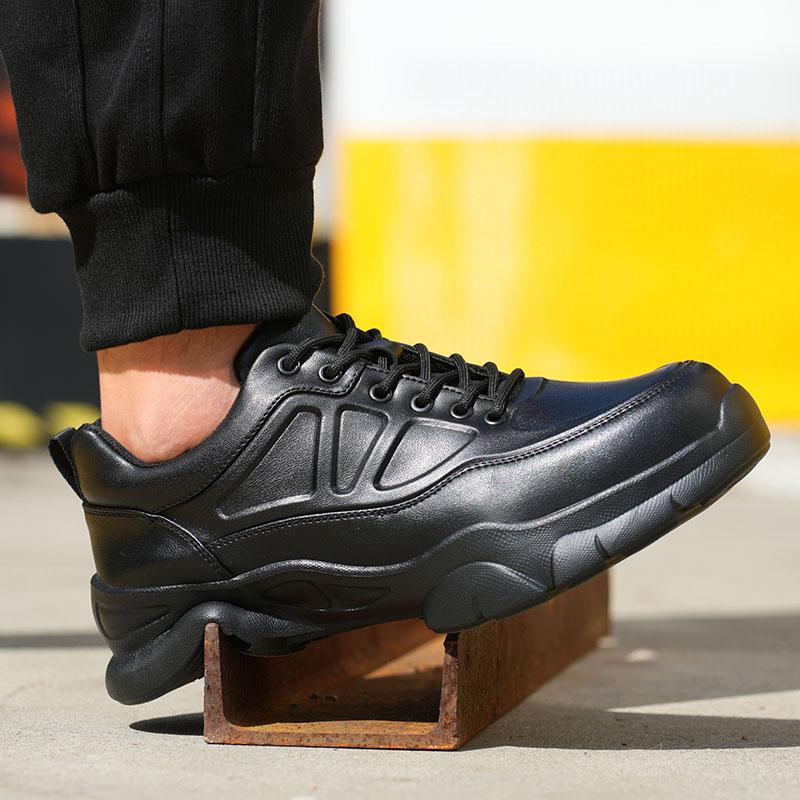 Fashion 2025 Work Safety Shoes for Men Black Leather Soft Anti-smashing Anti-piercing Labor Protection Boots Male Footwear