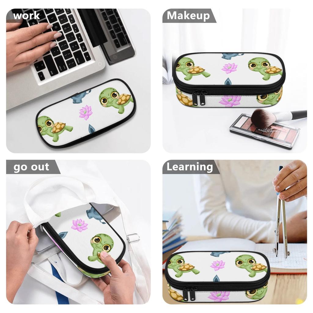 Pen Case High Capacity Strong Polyester Fabric Zipper Closure with Mesh Pocket Removable Divider and Pen Slots for Classroom Use