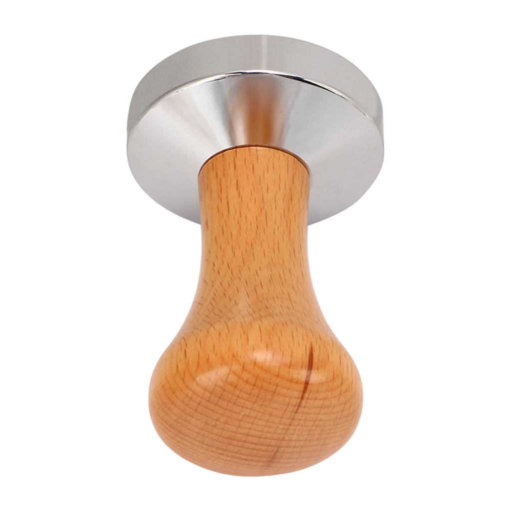 Tamper do kawy ze stali nierdzewnej z płaskim dnem, narzędzie do ubijania kawy, ręczny tamper do kawy z drewnianą rączką