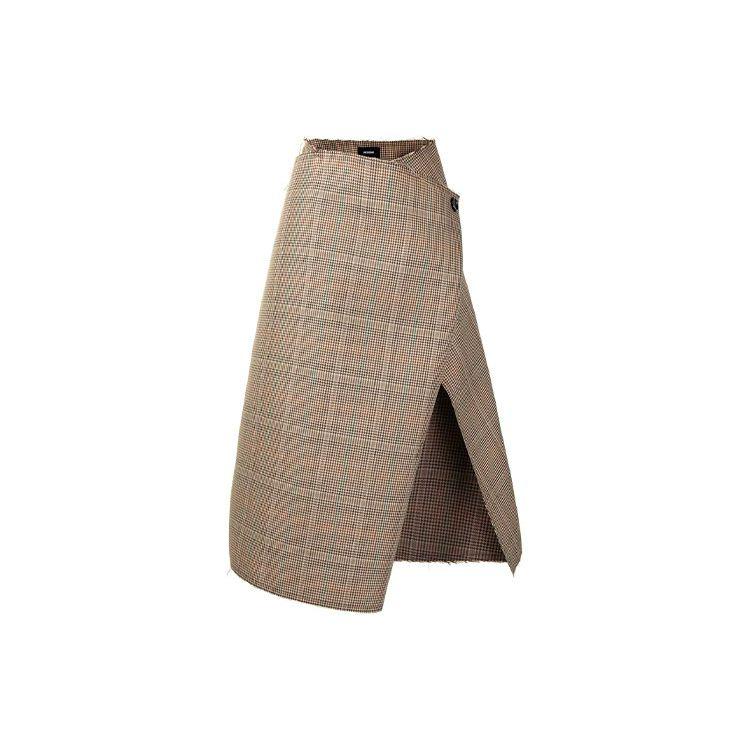 We11done FW21 Wrap Front A-Line Midi Skirt Women skirts Brown WD-SK0-21-216-W-BGSKIRT