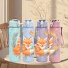 1PC Wreath Floral Fox Cartoon 750ml Color Plastic Sports Water Bottle Leakproof Flip Straw Lid Suitable for Sports Office Home Use