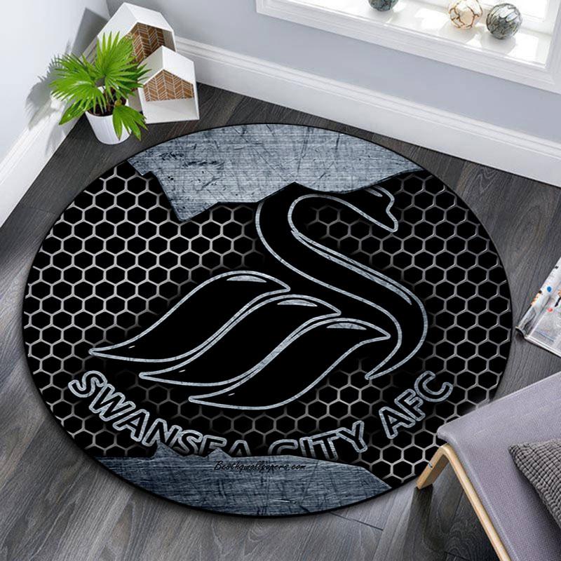 Swansea City logo pattern round rug,Carpet Rug for Living Room Bedroom Playroom ,Non-slip Floor Mat,Holiday Gifts and Birthday Gifts.