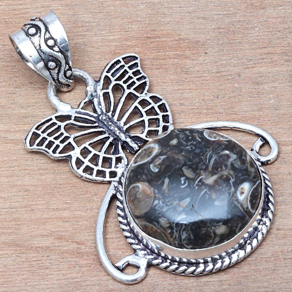 Pendant Turtella Jasper Gemstone Handmade Gift For Her Silver Jewelry 2"