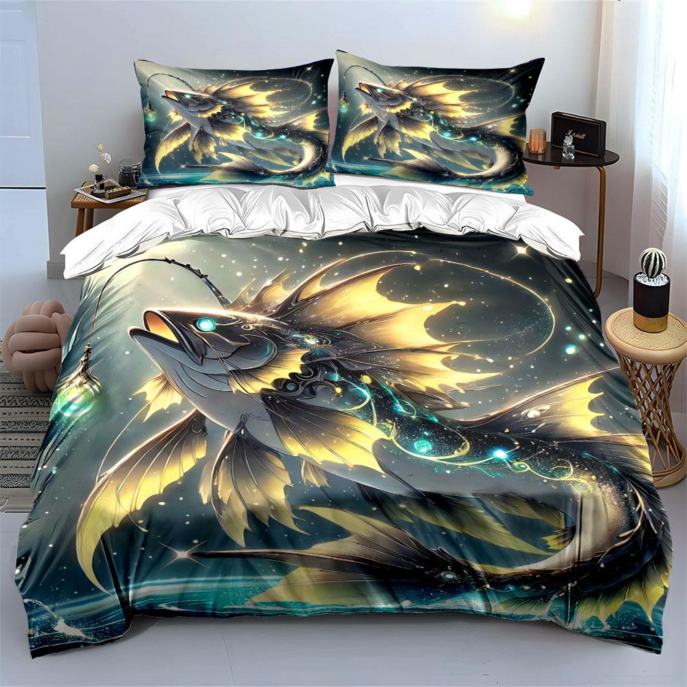 "Fantasy Fish Decor Set" Bedding Set with 1 Duvet Cover 2 Pillowcases Single Double King Queen, Gift