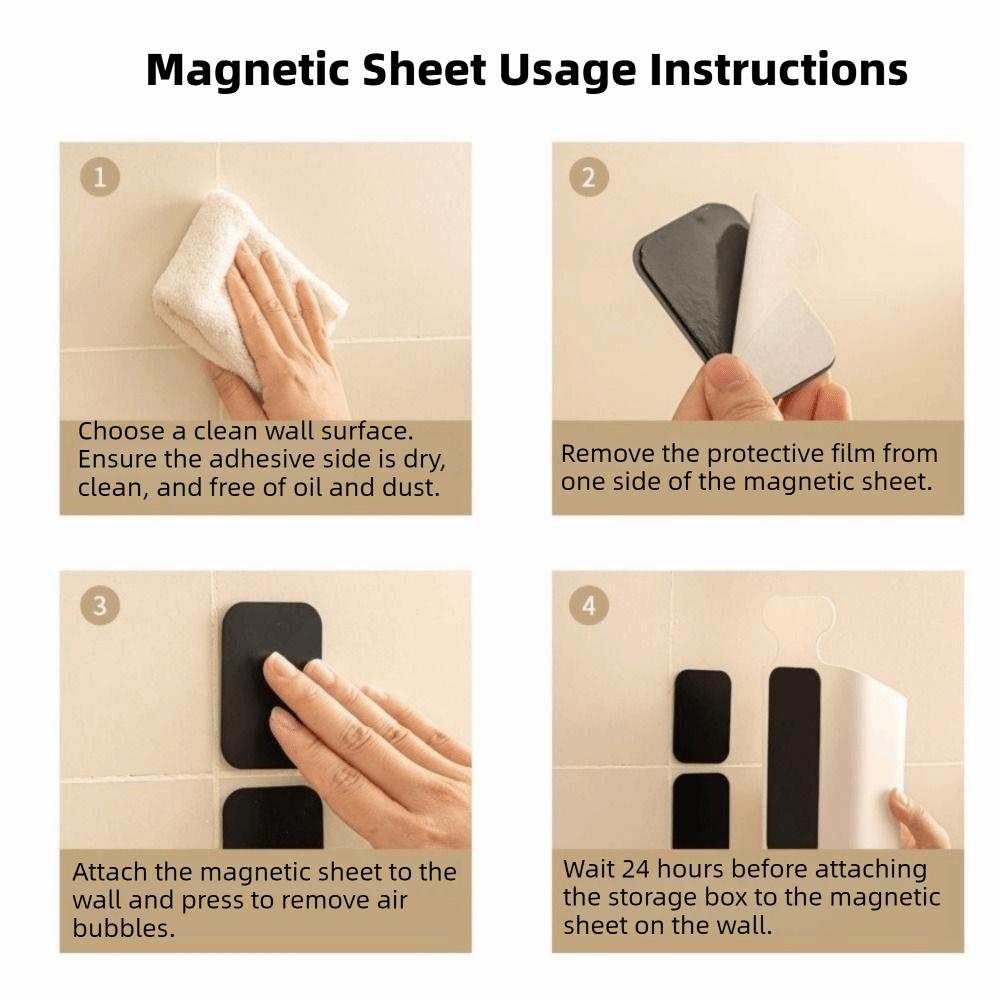 Punch-free Magnetic Storage Box Plastic Wall-mounted Storage Box Drinking Straws Dispenser  Cabinet