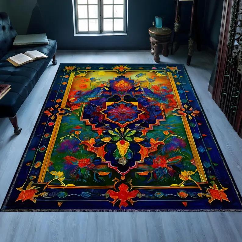 Elegant Pink Floral Area Rug Minimalist Blossom Carpet for Living Room Rug Non Slip Modern Floor Mat Romantic Home Decor Gift