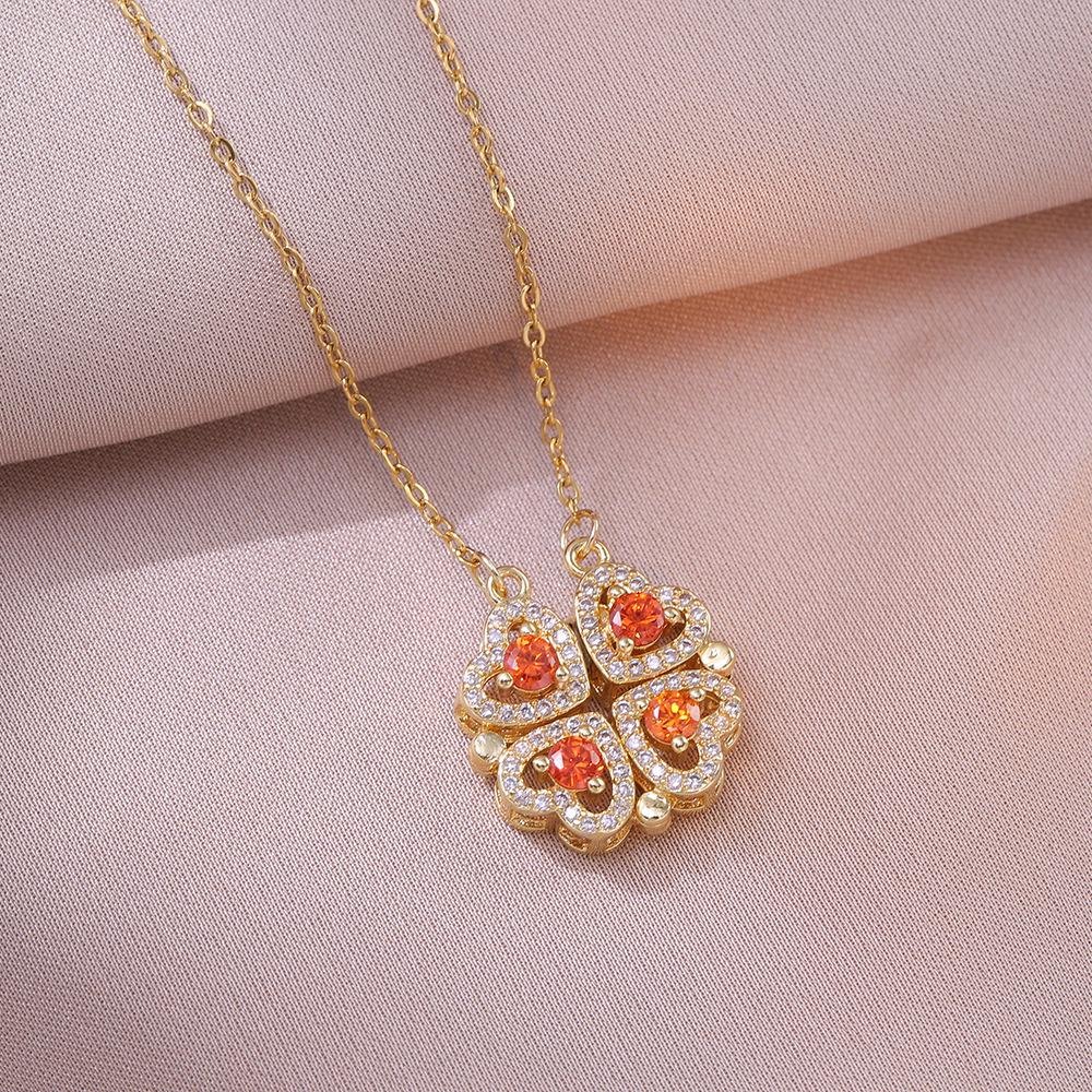 Heart-to-Heart Openable Four-Leaf Clover Necklace - High-End Light Luxury Clavicle Chain