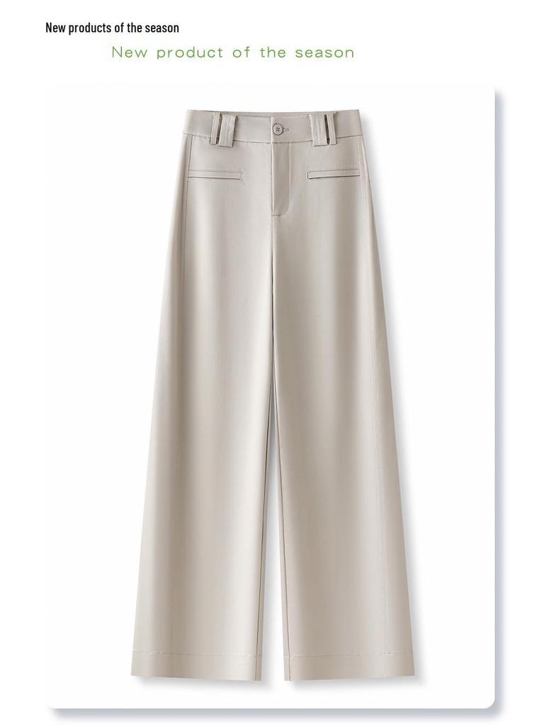 Women's Tencel-Cotton Wide-Leg Pants - High-Waist Loose Fit, Slimming Straight-Leg Style for Spring/Summer 2025