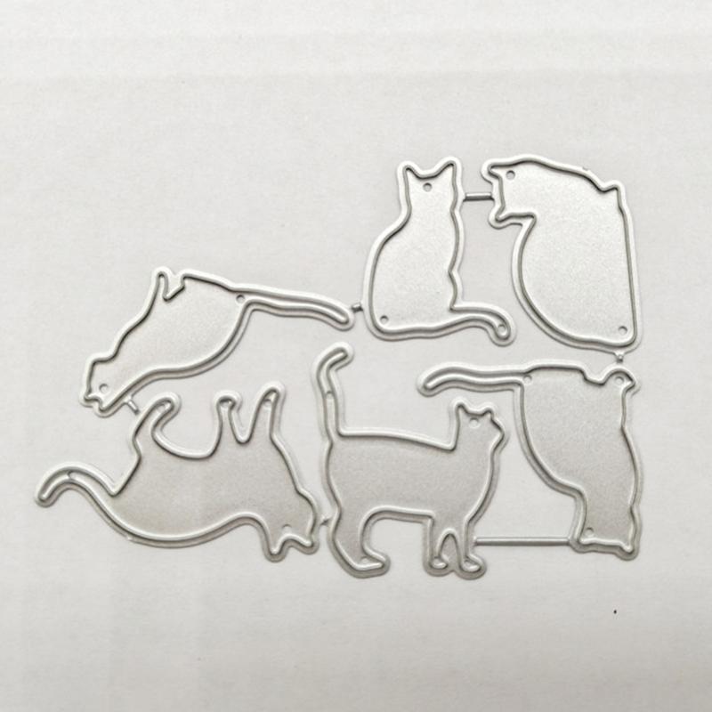 Multipurpose Kitten Animal Shape Cutting Dies Carbon Steel Die Cut Metal Embossing Stencils for Card Making Scrapbooking
