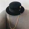 Fibonacci Fedora Hat Retro Wool Felt Hat Women European Punk Chain Novelty Flat Top Hats Men Cap Street Fashion Wild Trend