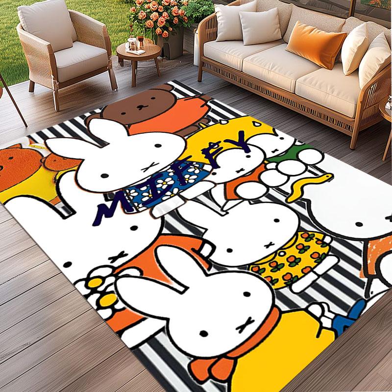 Miffy Print Rug, Washable Floor Carpet, For Entryway Dorm Laundry Room Office Study, Home Decor Birthday Christmas Gift
